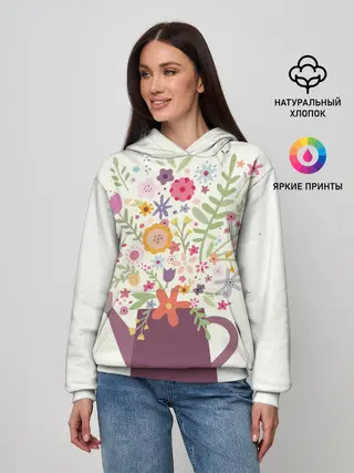 Женское худи / Цветы в чайнике
