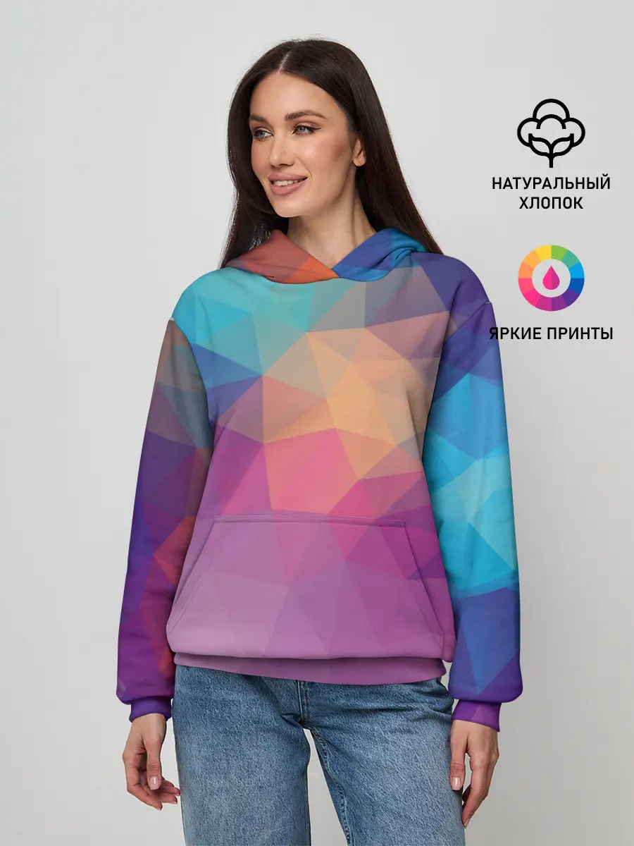 Женское худи / Цветные полигоны - Градиент