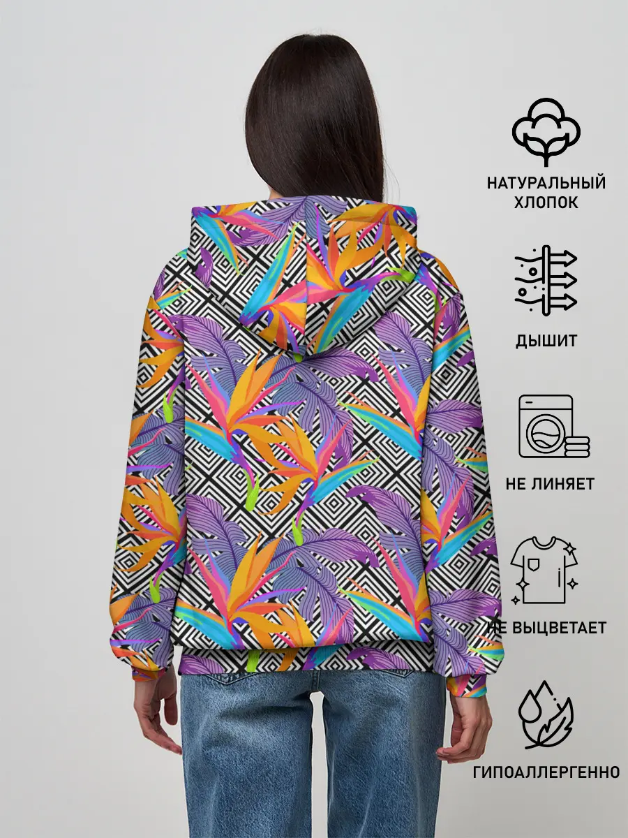 Женское худи / Тропические цветы и узоры