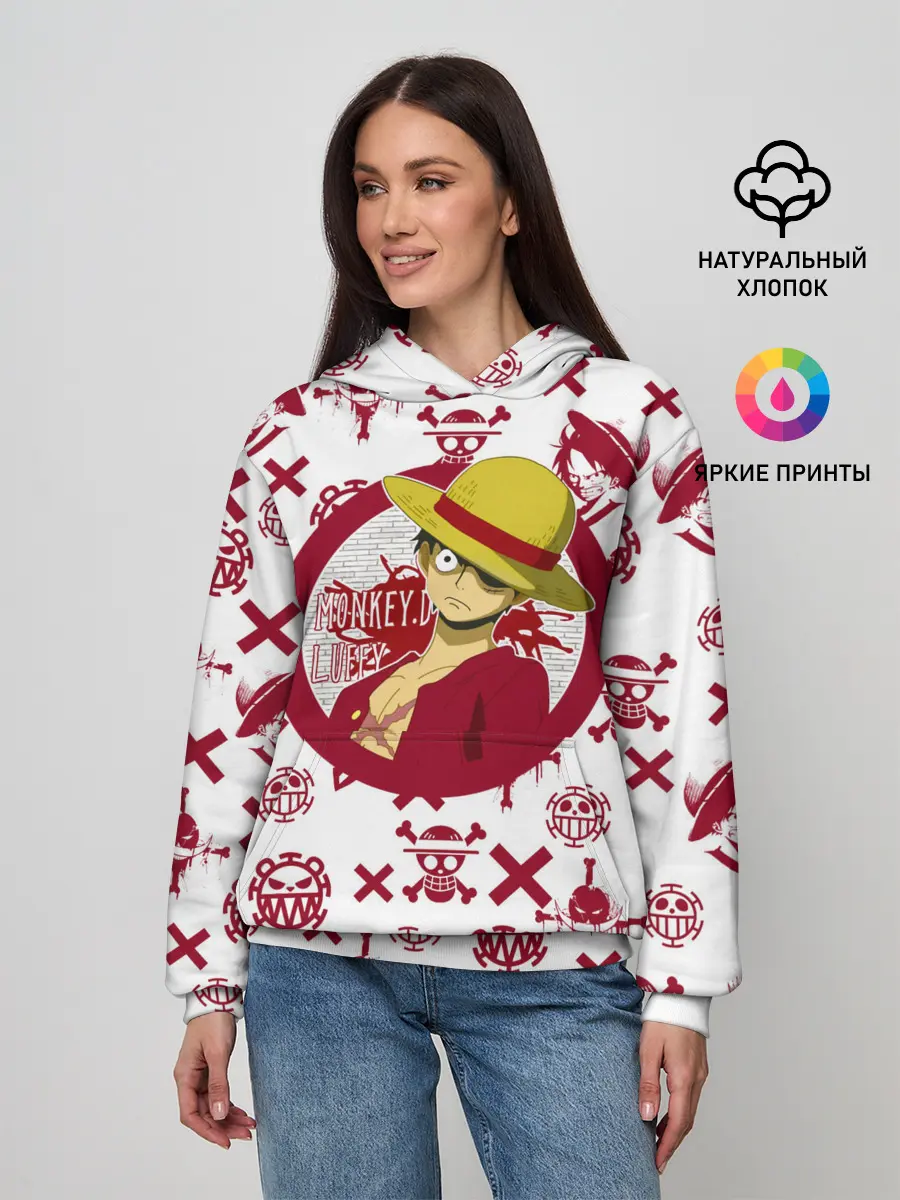 Женское худи / Манки Д. Луффи | пиратские знаки One Piece