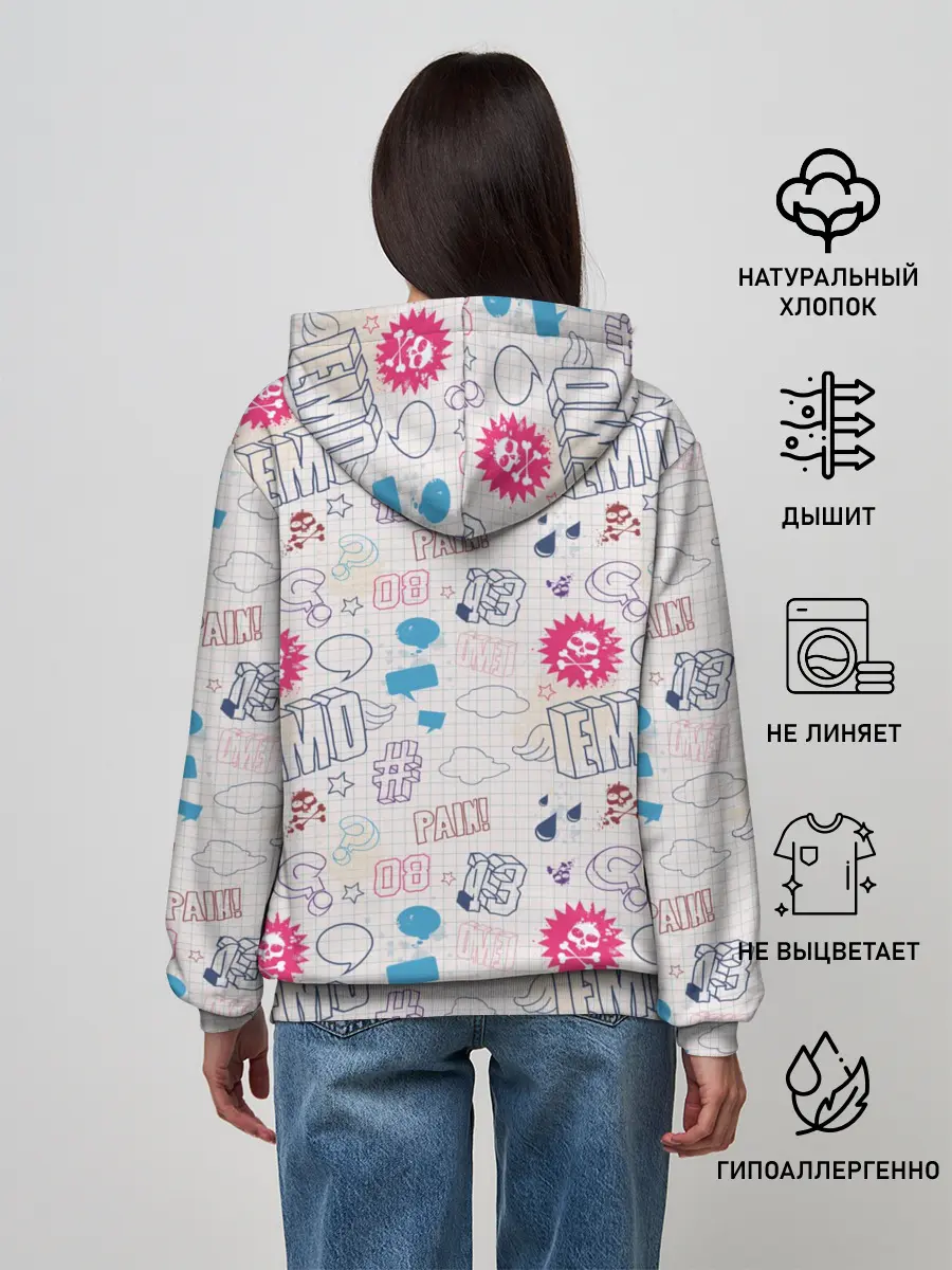 Женское худи / Граффити-школьная тетрадь