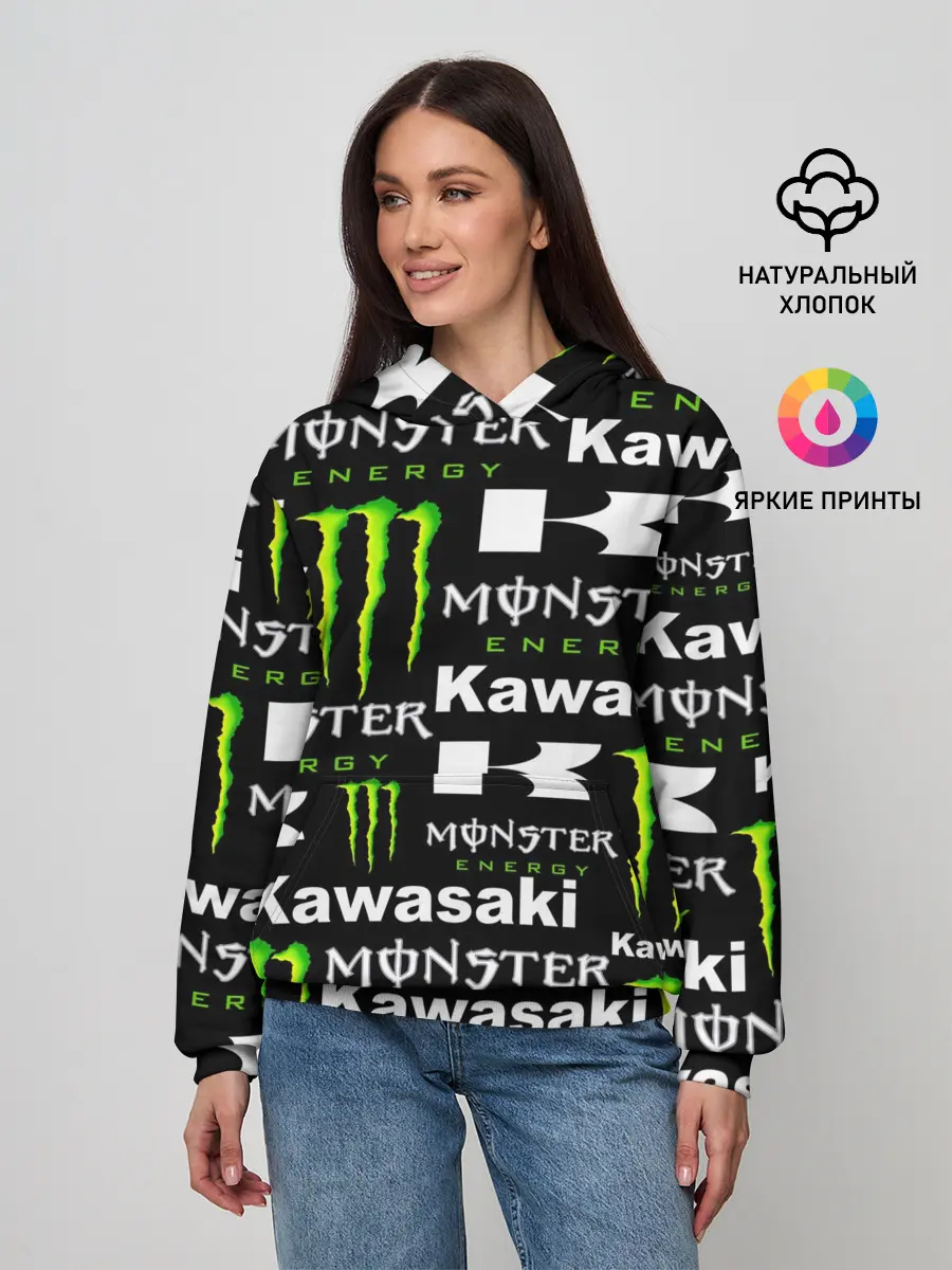 Женское худи / KAWASAKI X MONSTER ENERGY