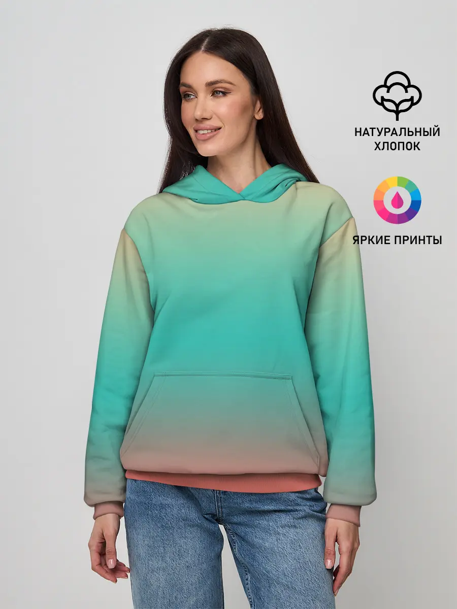 Женское худи / Красно-бирюзовый градиент