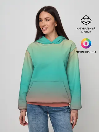 Женское худи / Красно-бирюзовый градиент