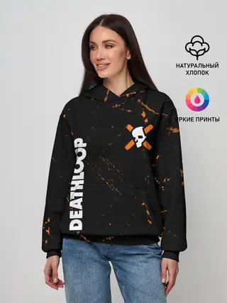 Женское худи / Deathloop - Skull - Grunge
