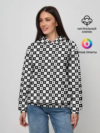 Женское худи / ШАХМАТНАЯ КЛЕТКА В ГОРОШЕК