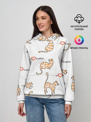 Женское худи / Кот - моя любовь