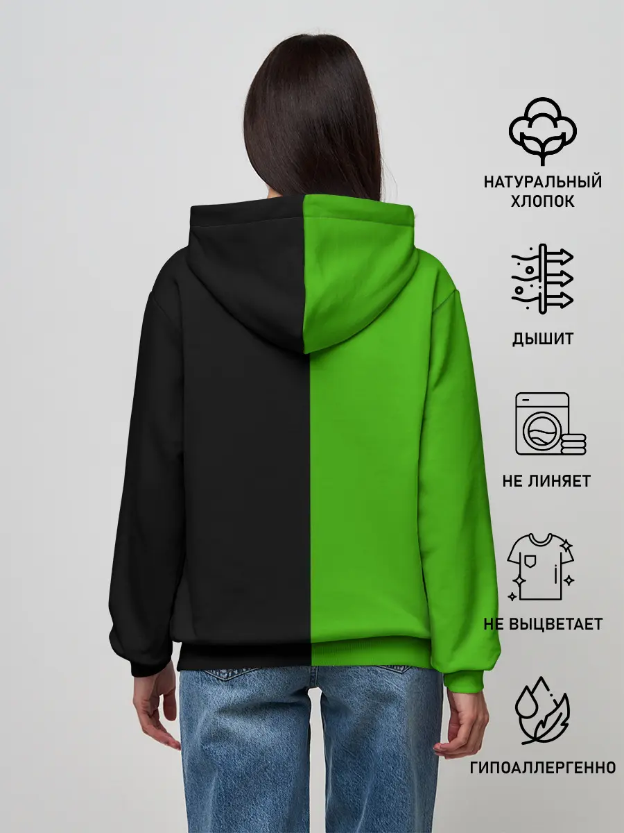 Женское худи / SKODA черно-зеленый