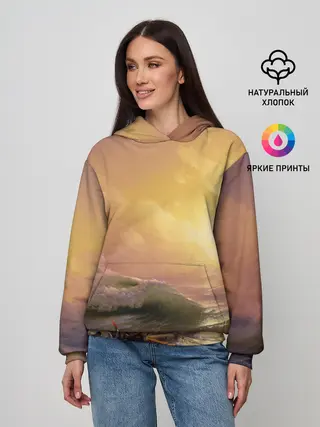 Женское худи / Шторм в море девятый вал