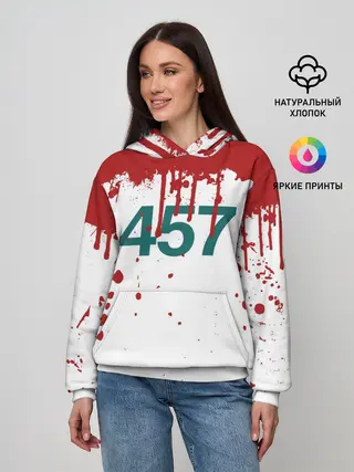 Женское худи / ИГРА В КАЛЬМАРА ПЕРСОНАЖ 457 КРОВЬ