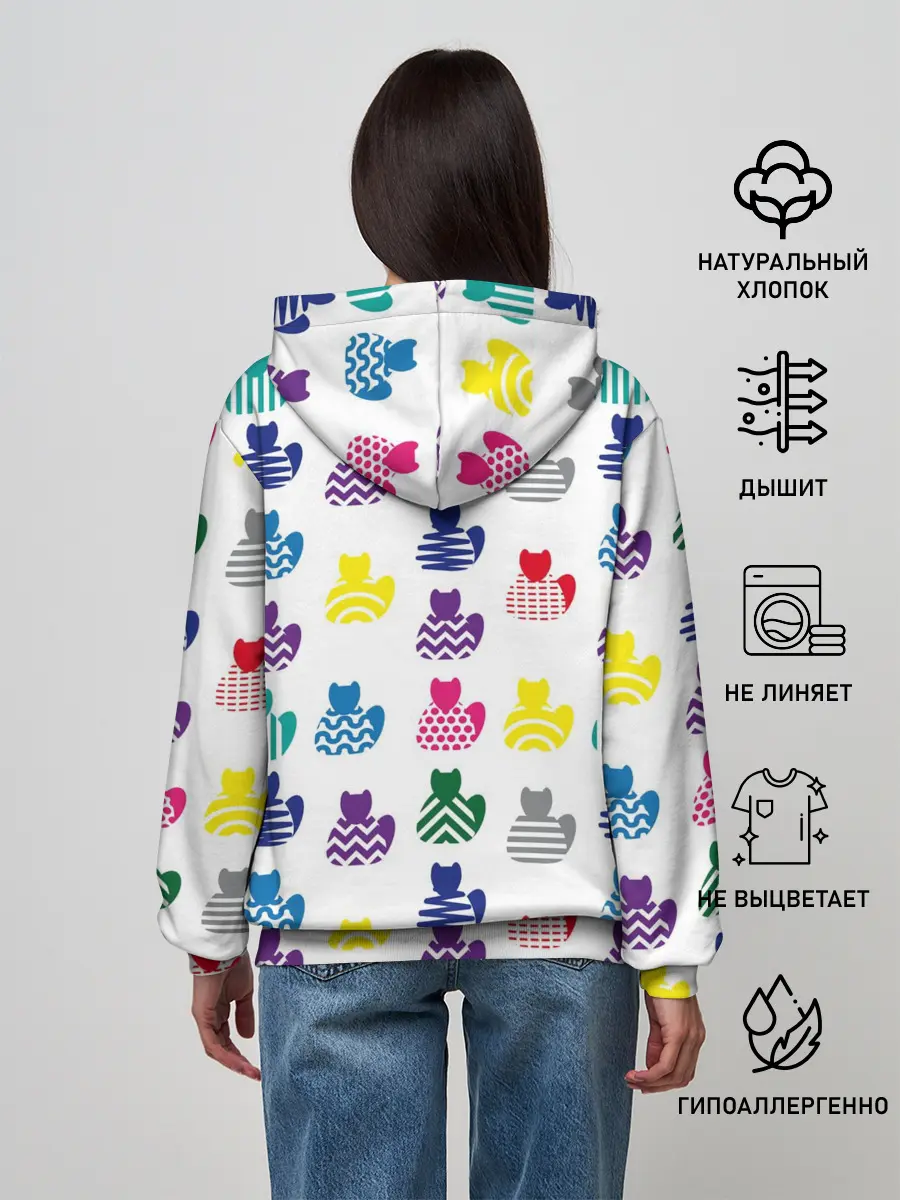 Женское худи / Узор из котов