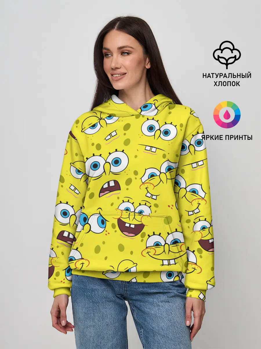 Женское худи / Губка Боб / SpongeBob pattern