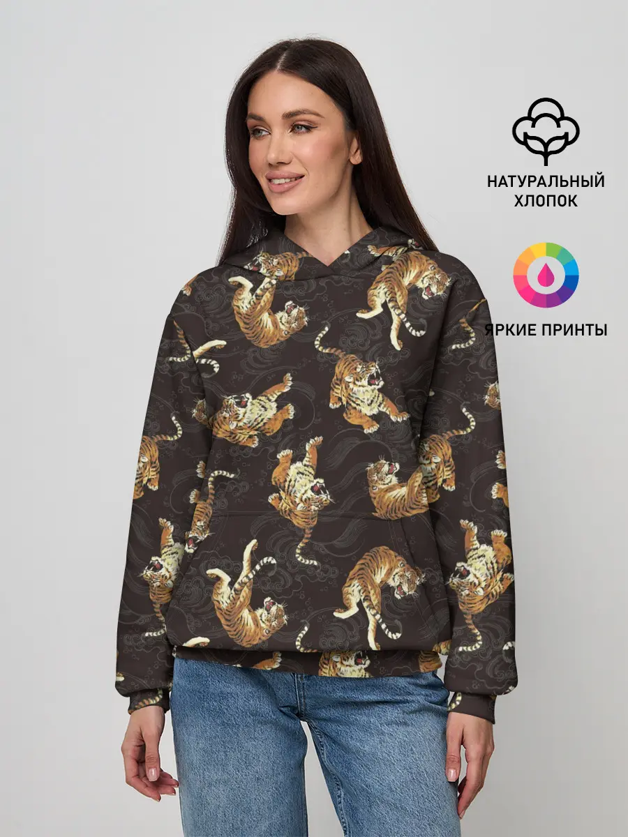 Женское худи / Паттерн Японский тигр