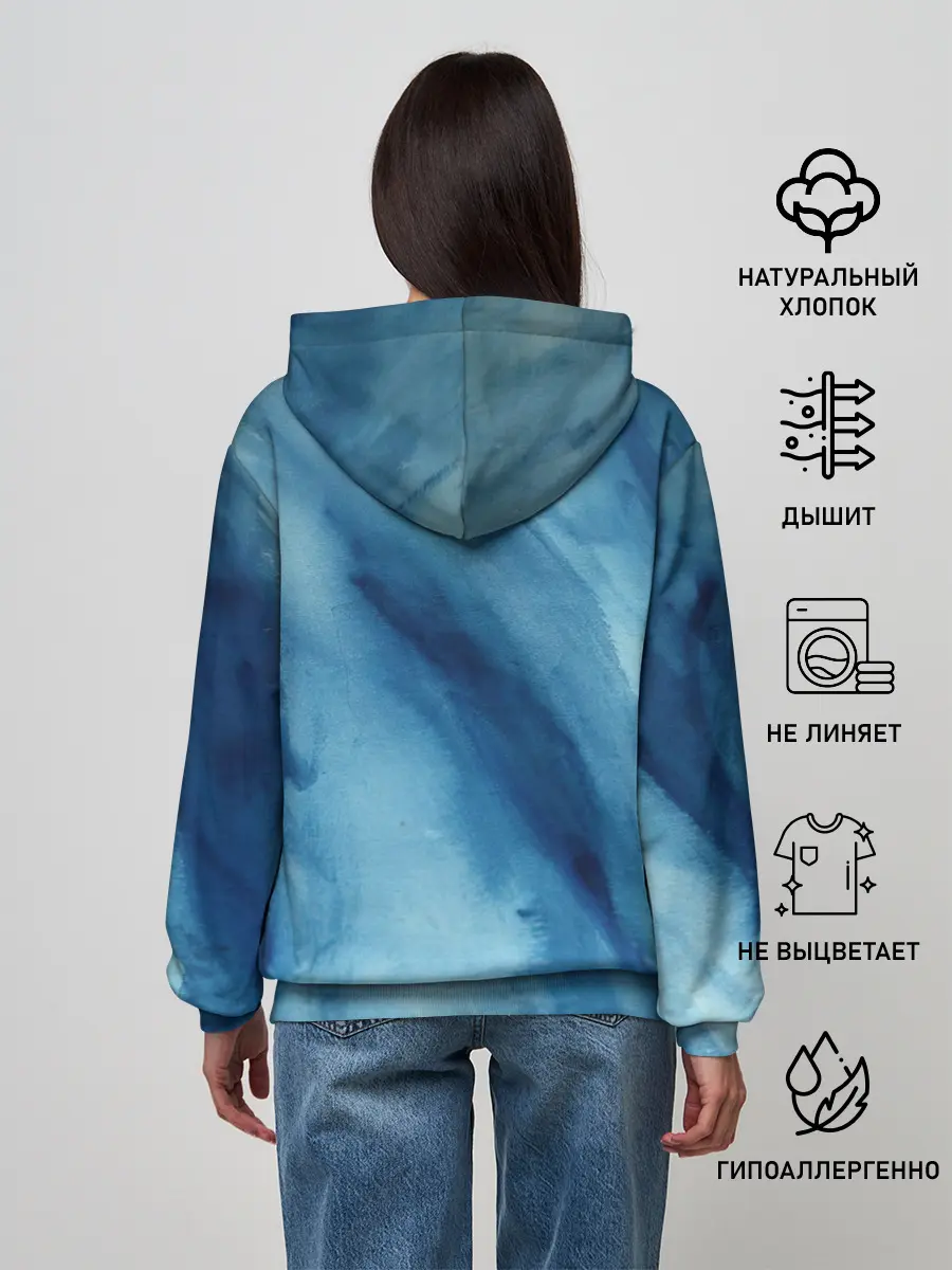 Женское худи / Голубой мрамор