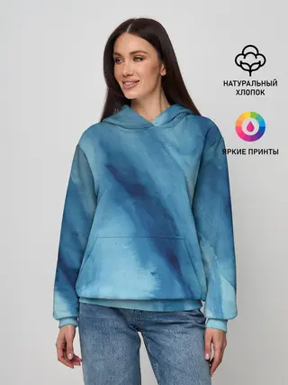 Женское худи / Голубой мрамор