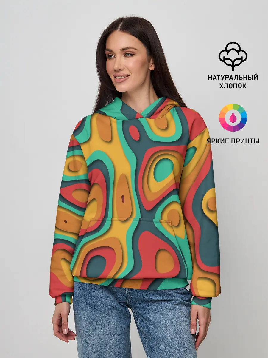 Женское худи / 3D узор Color