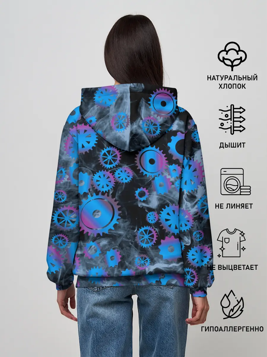 Женское худи / механизм и дым, стимпанк