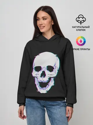 Женское худи / Неоновый светящийся череп