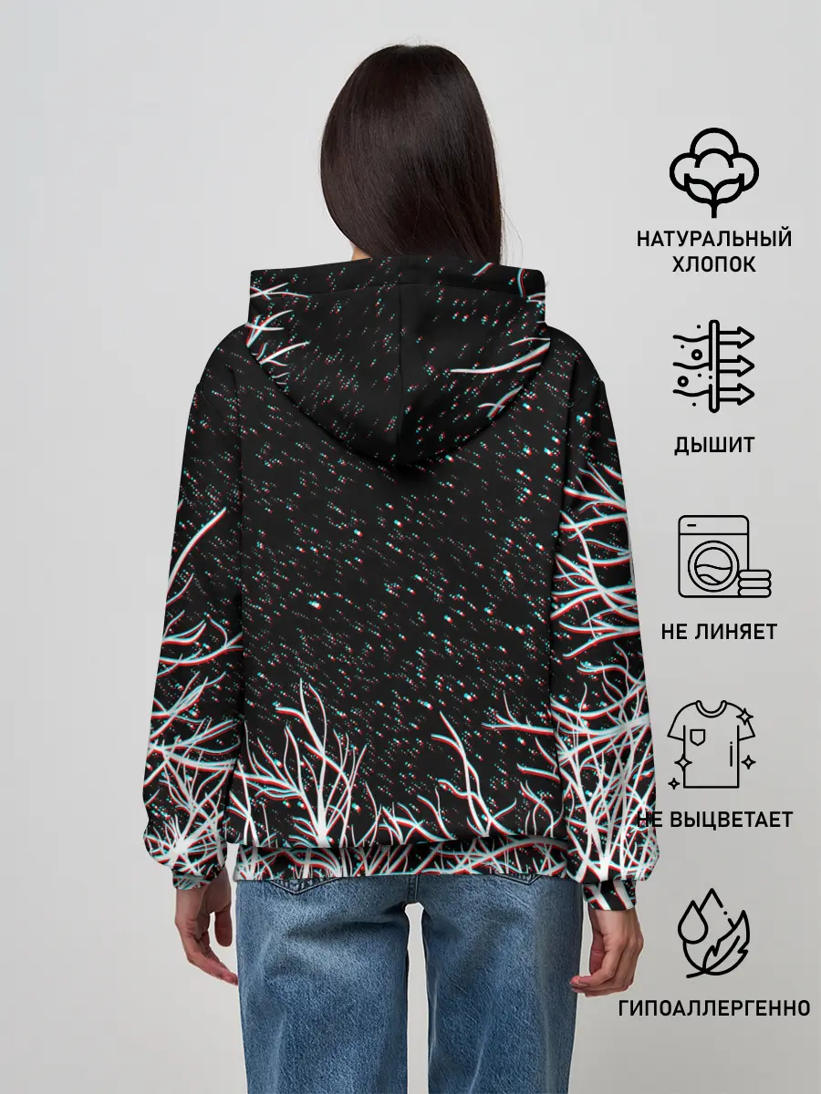 Женское худи / СИРЕНОГОЛОВЫЙ ГЛИТЧ ЛЕС, КОСМОС