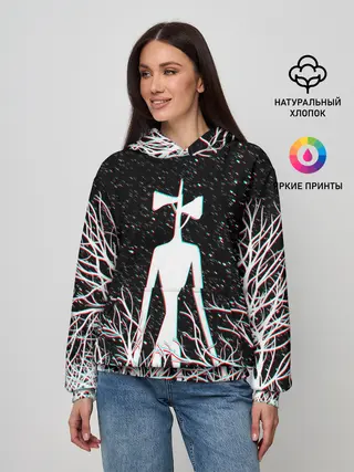 Женское худи / СИРЕНОГОЛОВЫЙ ГЛИТЧ ЛЕС, КОСМОС