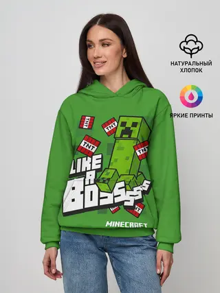 Женское худи / LIKE A BOSS Minecraft Creepe