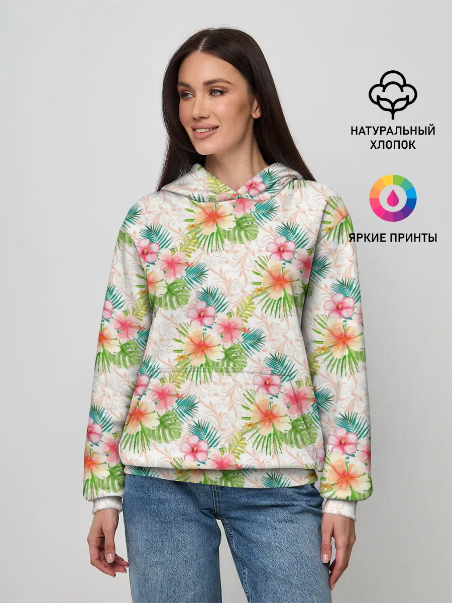Женское худи / Гавайские цветы