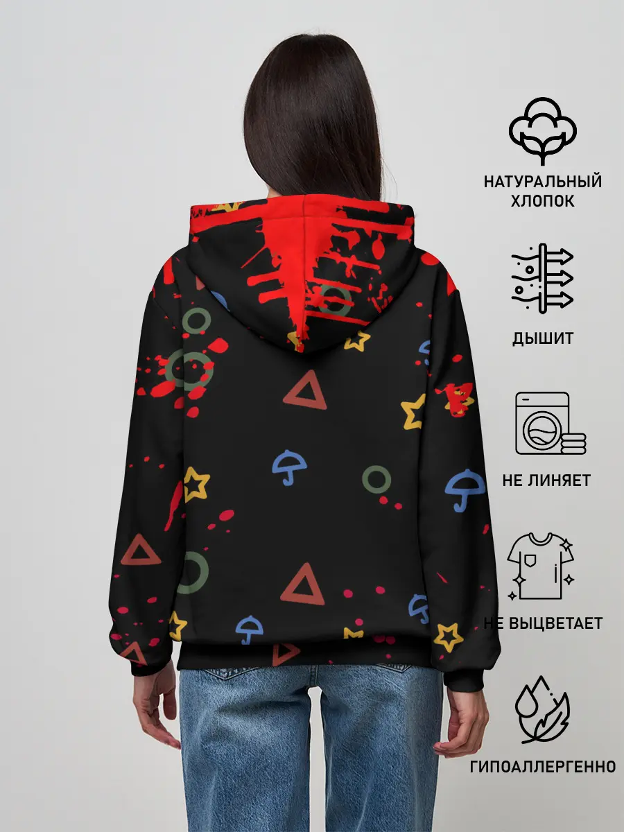 Женское худи / Игра в кальмара: Паттерн фигурок.