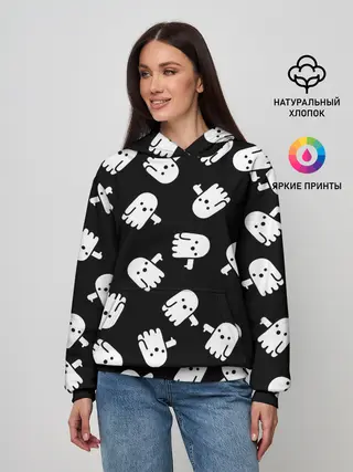 Женское худи / ПРИВИДЕНИЯ УЗОР / HALLOWEEN