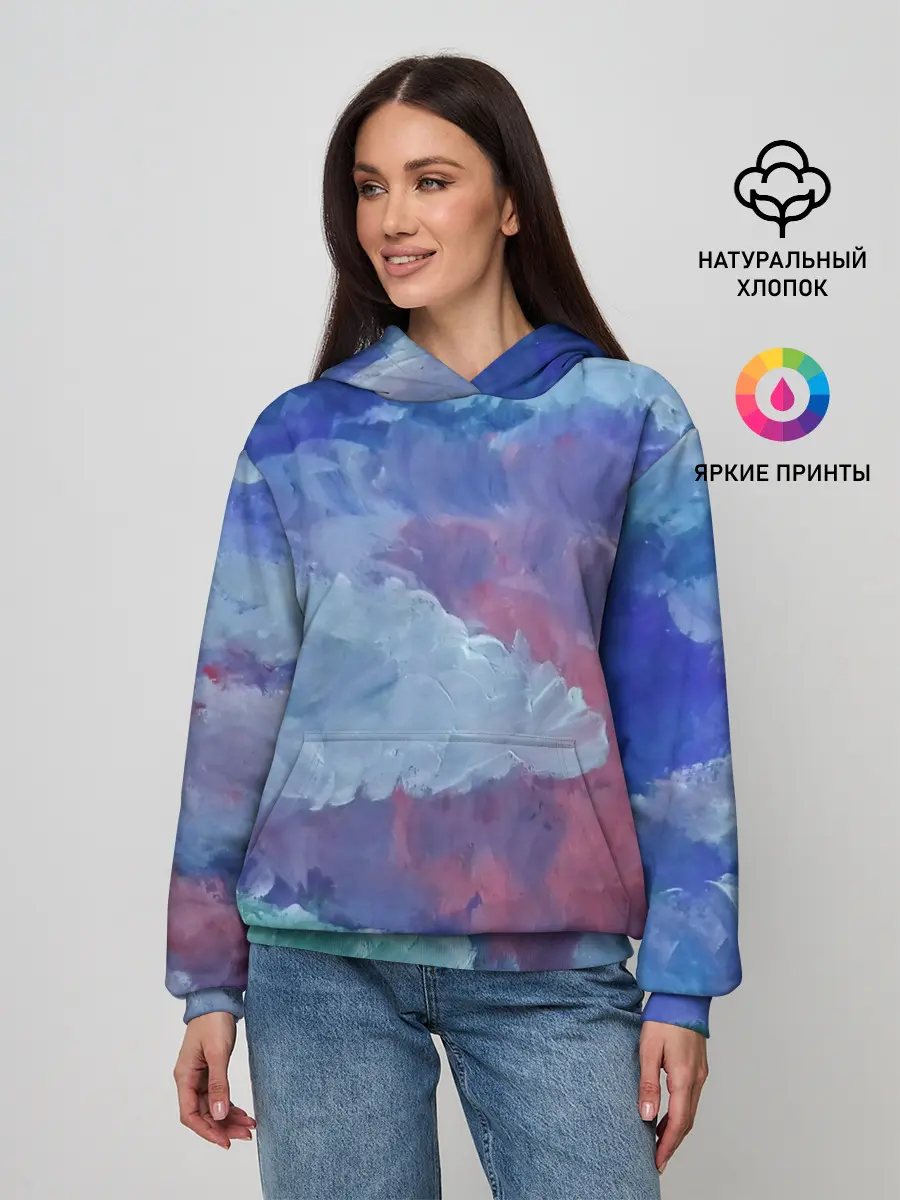 Женское худи / Гуашевые облака