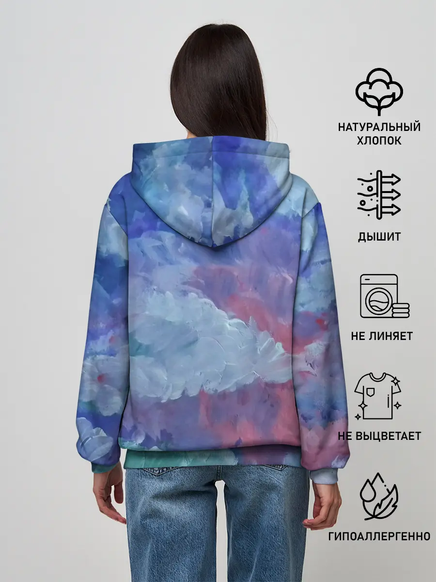 Женское худи / Гуашевые облака