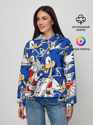 Женское худи / SONIC ПАТТЕРН / СОНИК