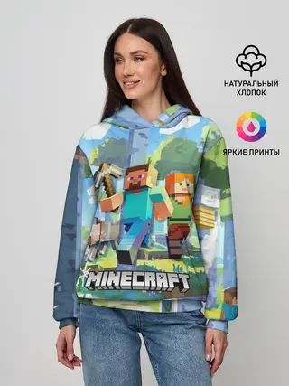 Женское худи / Манйкрафт, березовый лес