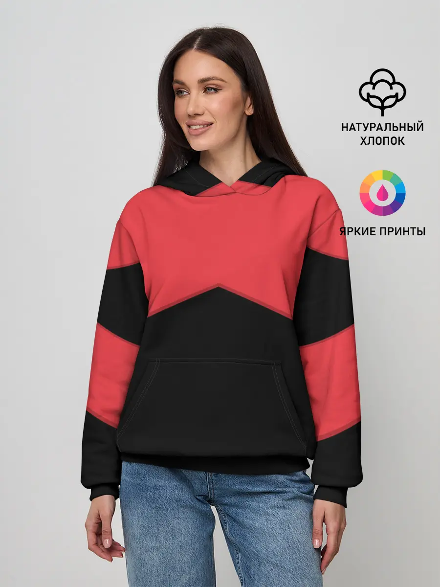 Женское худи / ГЕОМЕТРИЯ МИНИМАЛИЗМ | КРАСНЫЕ ПОЛОСЫ
