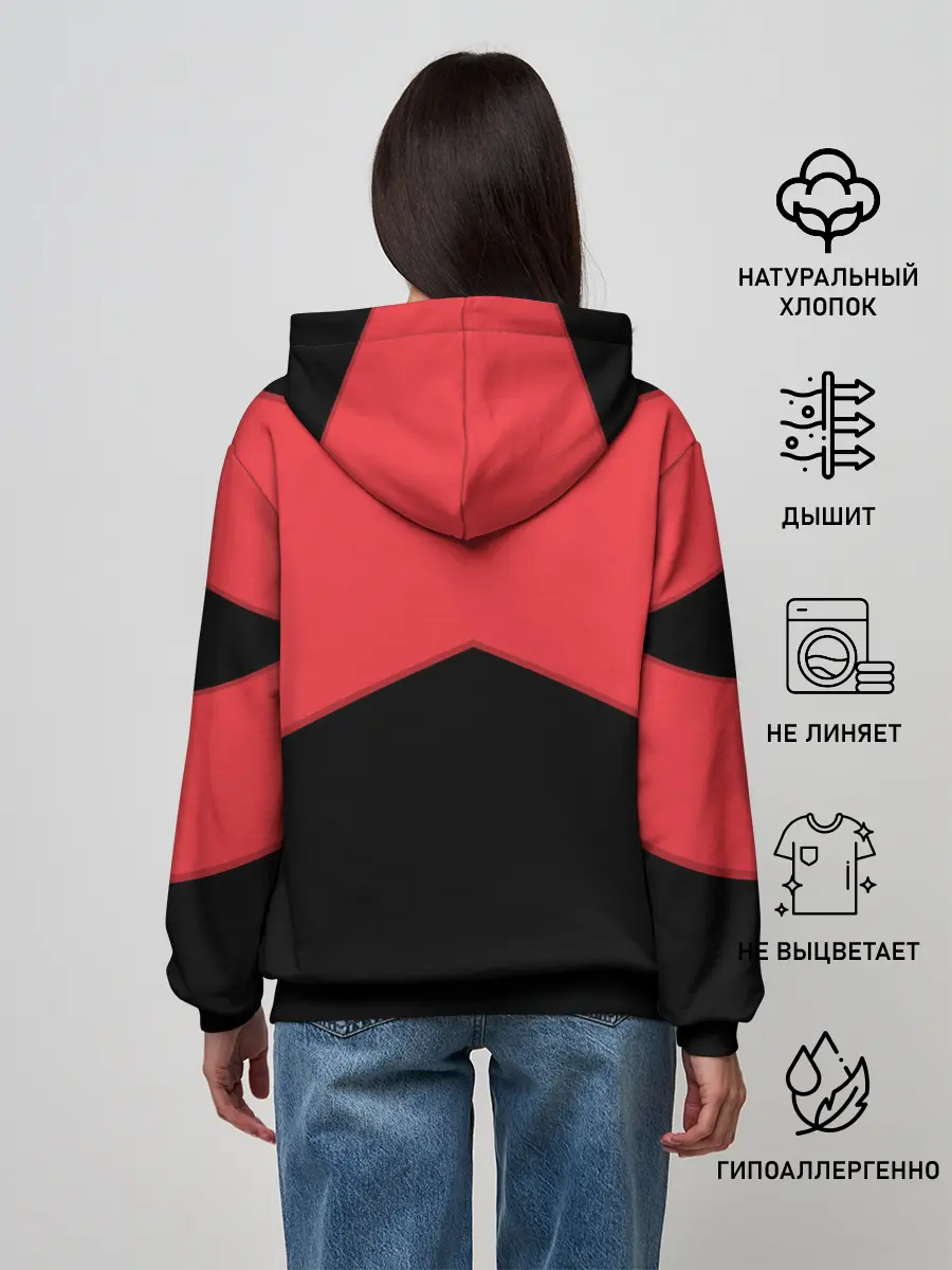 Женское худи / ГЕОМЕТРИЯ МИНИМАЛИЗМ | КРАСНЫЕ ПОЛОСЫ
