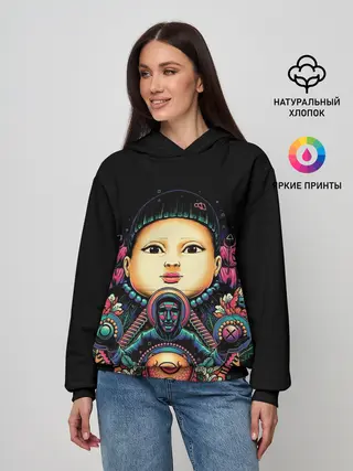 Женское худи / Игра в кальмара Кукла маски черепа