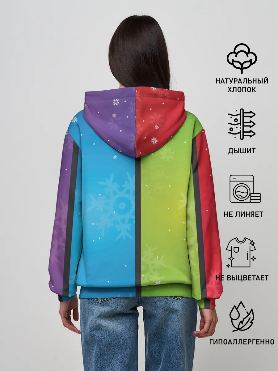 Женское худи / Цветное рождество Snowflake