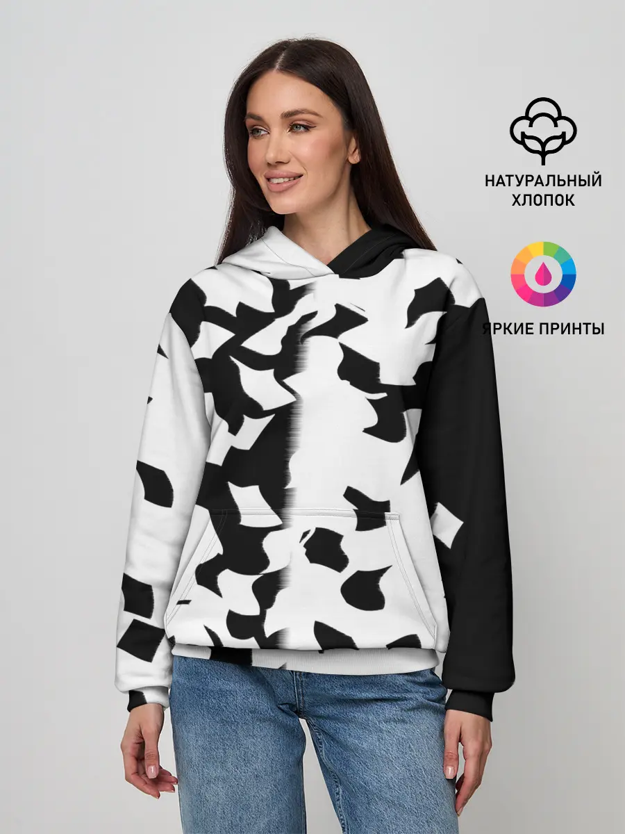 Женское худи / черно-белый камуфляж