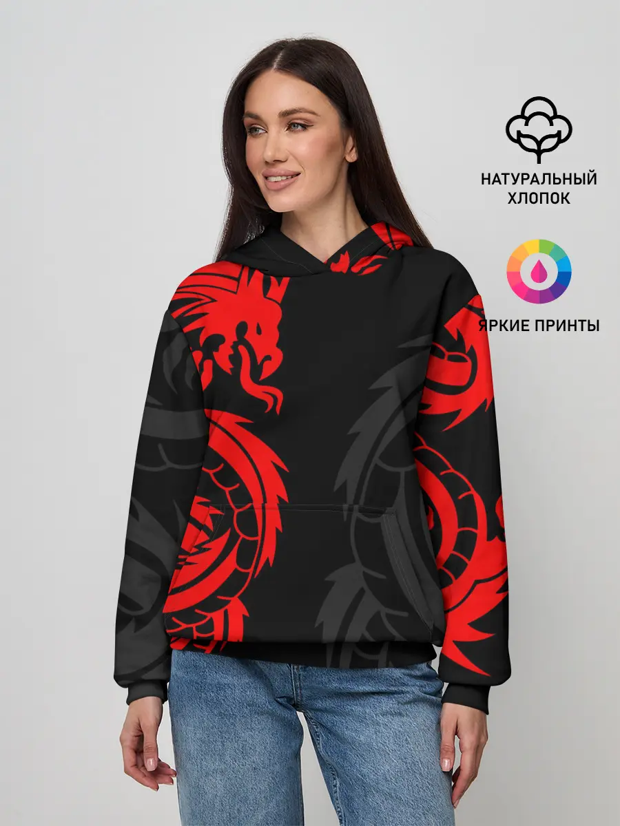 Женское худи / КРАСНЫЙ ДРАКОН ТАТУ / RED DRAGON TATTOO