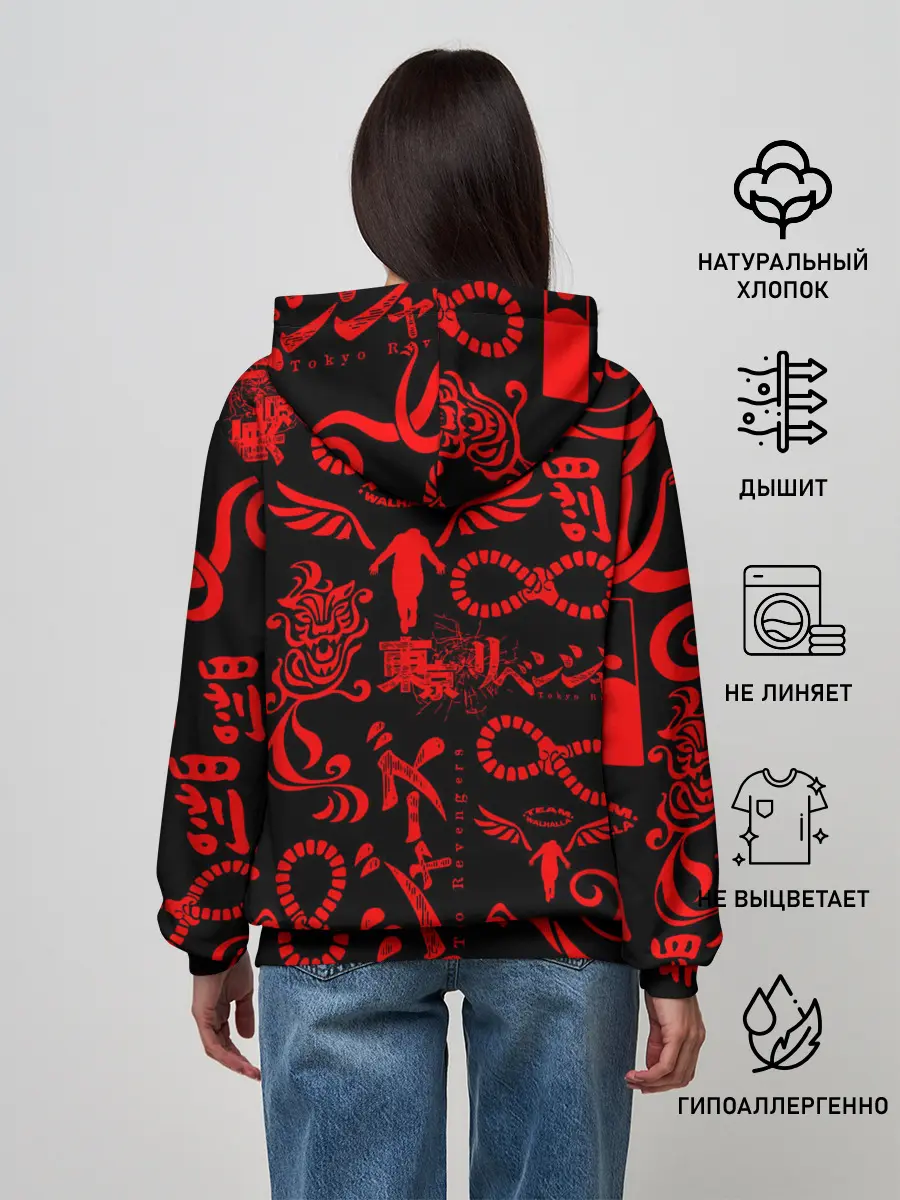 Женское худи / ТОКИЙСКИЕ МСТИТЕЛИ КРАСНЫЕ ТАТУ