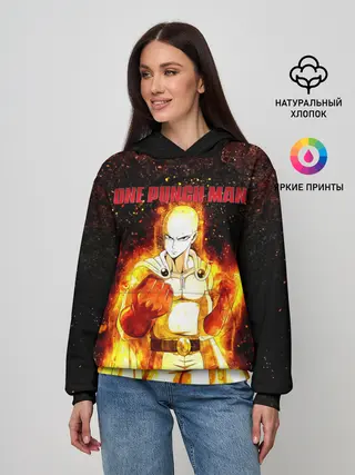 Женское худи / Сайтама в огне | One Punch-Man