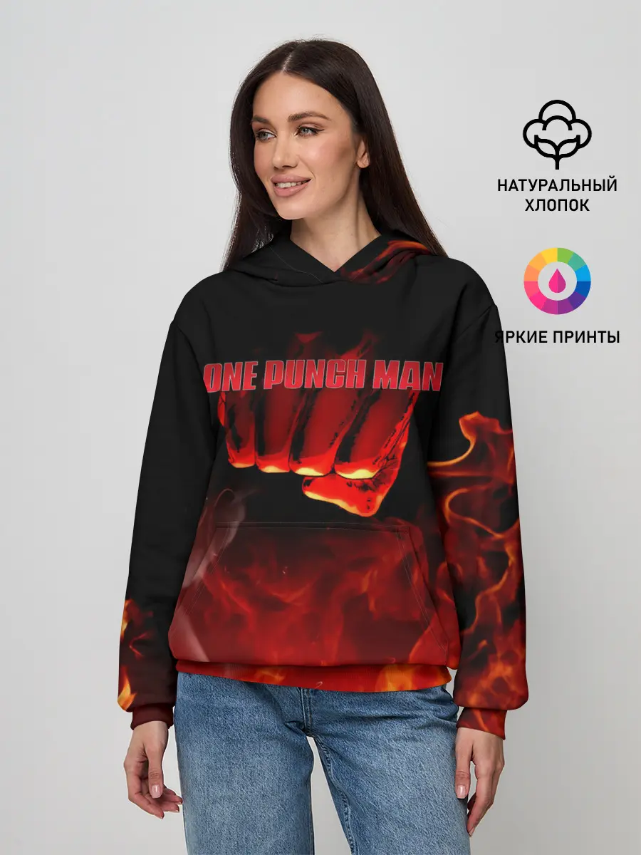 Женское худи / Кулак One Punch-Man в огне
