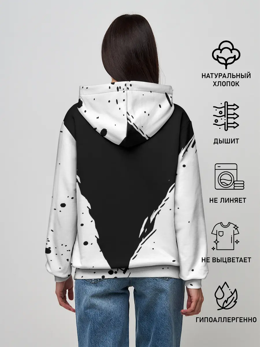 Женское худи / Черно-белый Сайтама One Punch-Man