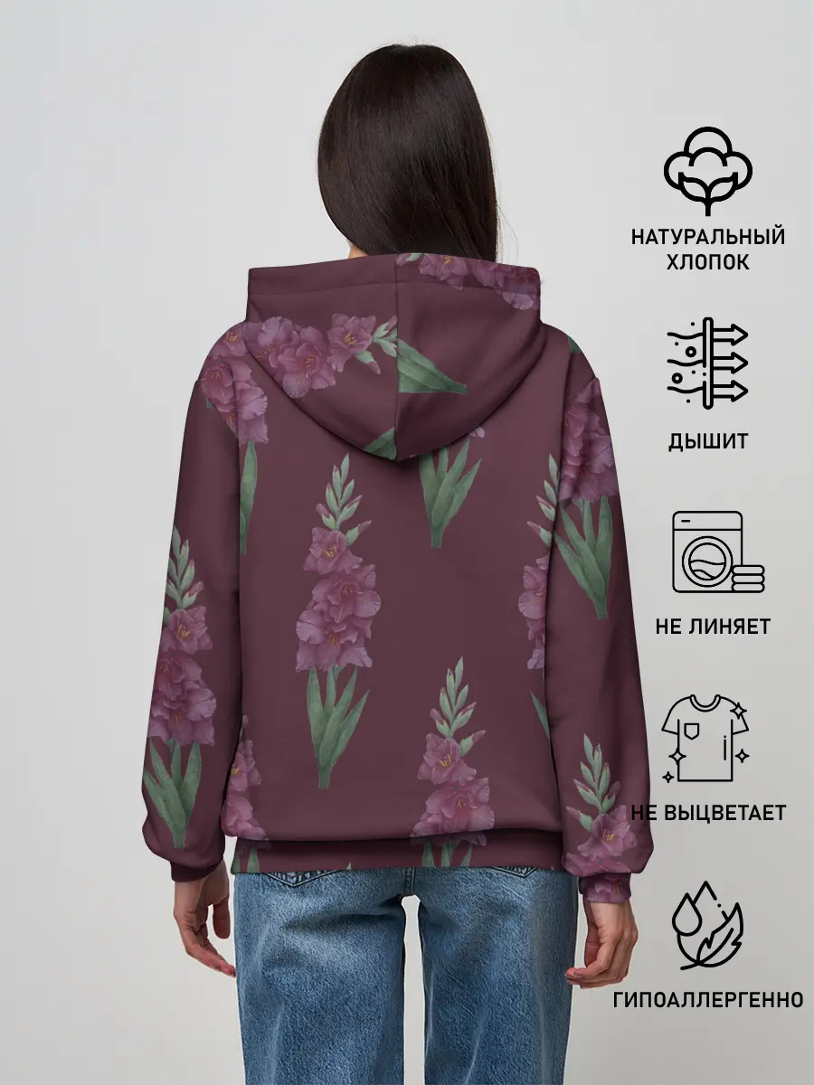 Женское худи / Бардовые гладиолусы