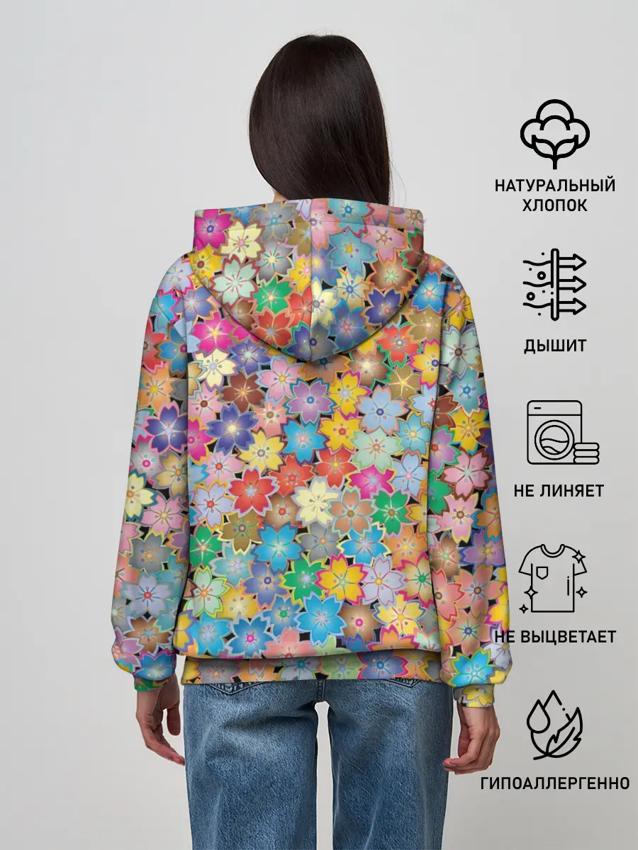 Женское худи / цветы цветочки