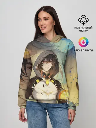 Женское худи / Чжун Ли, Zhongli, Genshin Impact