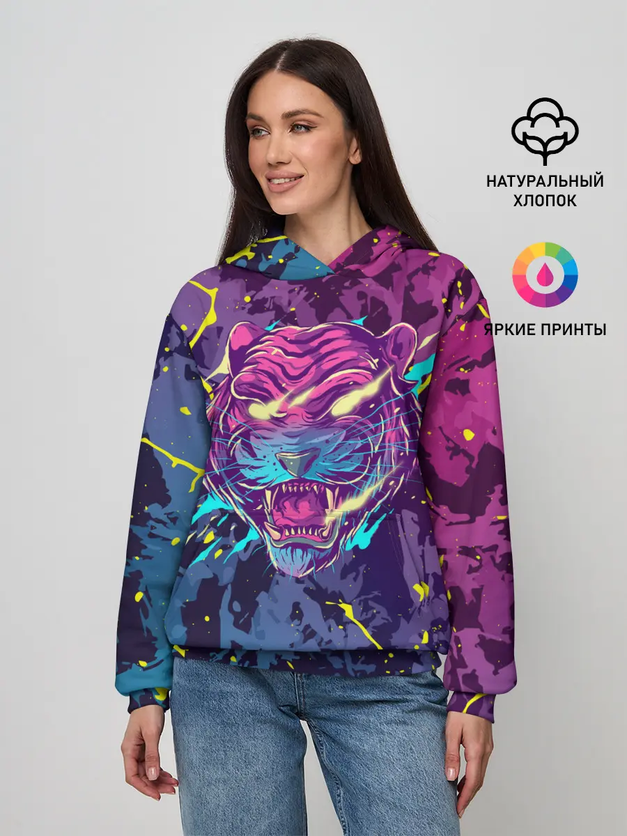 Женское худи / НЕОНОВЫЙ ТИГР / NEON TIGER