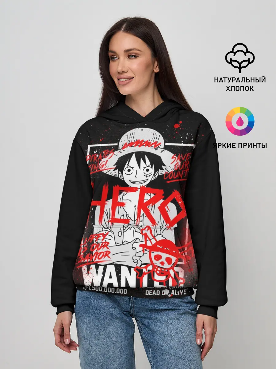 Женское худи / One Piece: Разыскивается Манки Д Лаффи