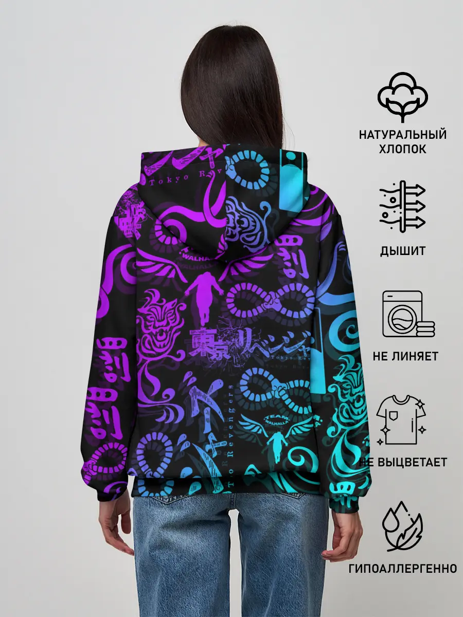 Женское худи / ТАТУ ТОКЙСКИЕ МСТИТЕЛИ НЕОН |