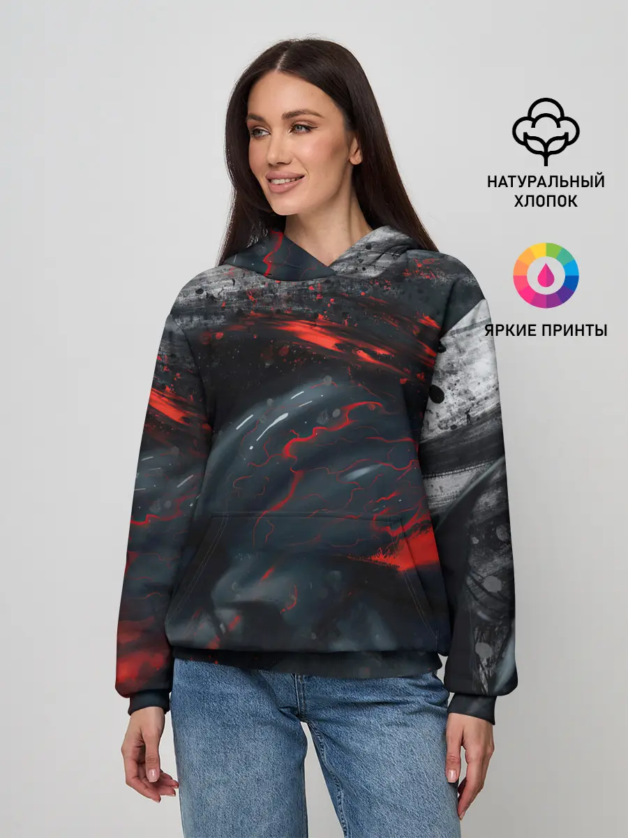 Женское худи / ЧЁРНЫЙ СИМБИОТ / ГРАНЖ / BLACK MONSTER