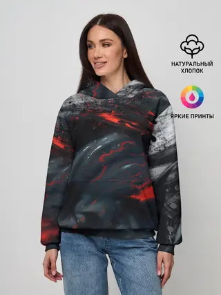 Женское худи / ЧЁРНЫЙ СИМБИОТ / ГРАНЖ / BLACK MONSTER